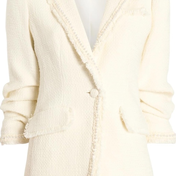 Ivory Khloe Faux-Pearl Bouclé Blazer by Cinq a Sept - Picture 4 of 14